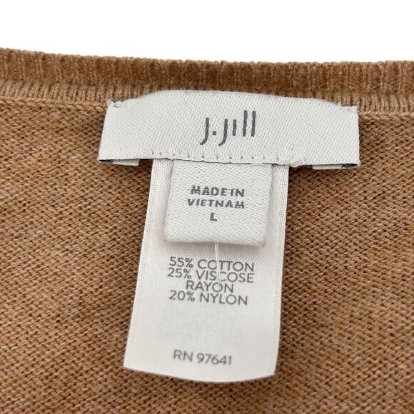 J. Jill Elise A-Line Tunic Sweater tan Scoop neck Ribbed detail size large - Picture 6 of 6